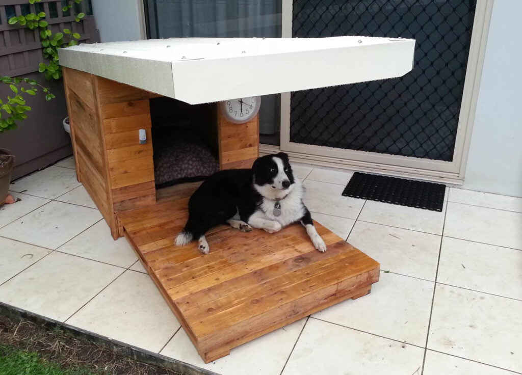 caseta para perros con cornisa